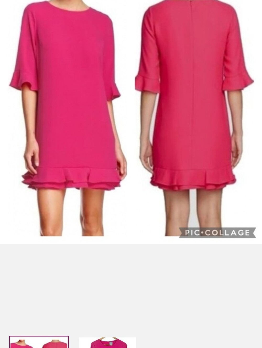 EUC CeCe Fuchsia Kate Ruffle Hem A-Line Crepe
Dress
